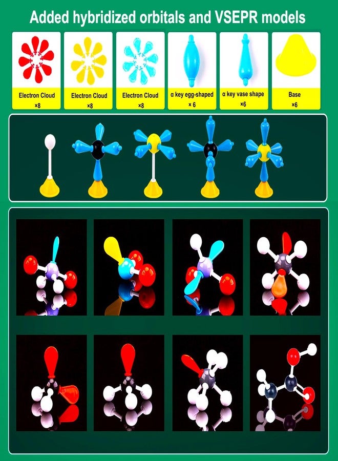 EXBEPE Comprehensive Chemistry Molecular Model Kit 406pc Organic and Inorganic STEM Set,Middle,High School,and College Supplies, Educational Science Set Learning Structure and Reactions Student Gifts - Image 2